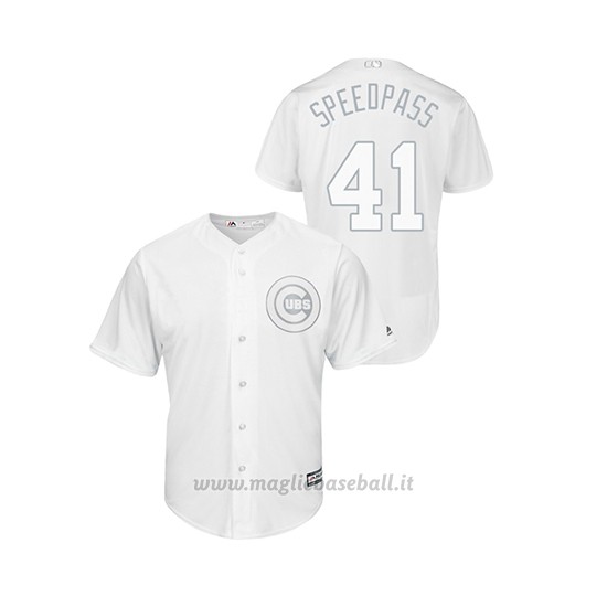 Maglia Baseball Hombre Chicago Cubs 41 Steve Cishek 2019 Players Weekend Speedpass Replica Bianco